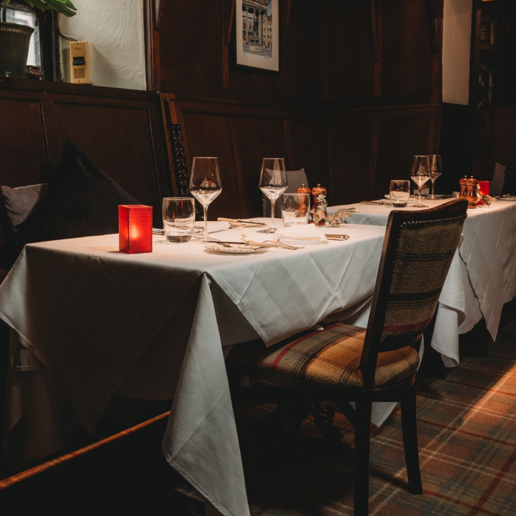 a table setting in the buttery glasgow