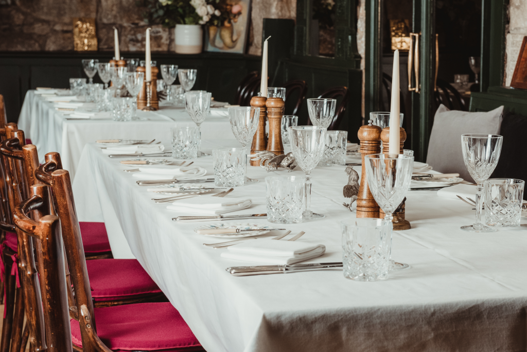 Table setting inside The Belles, at The Buttery Glasgow.
